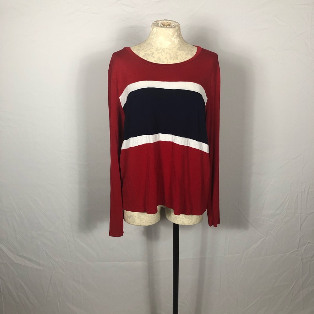 RAINBOW RED TOMMY HILFIGER LIKE LONG SLEEVE TOP